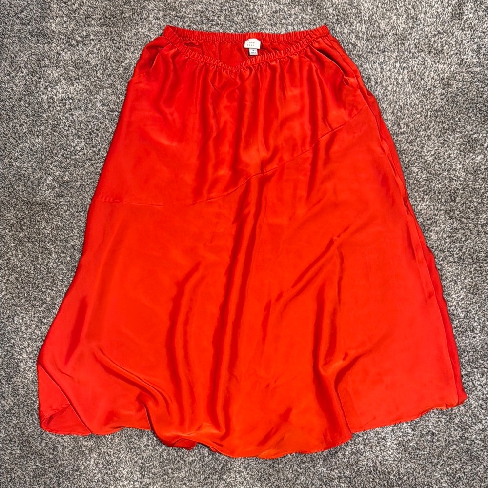 a new day Vibrant Red Midi Skirt